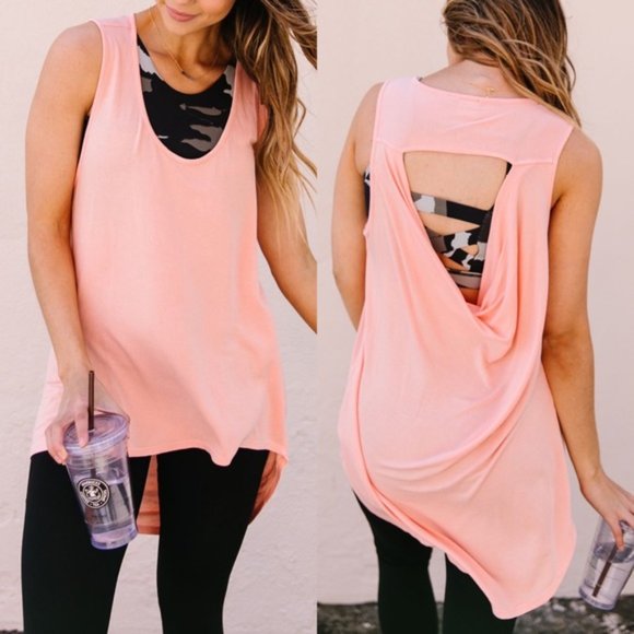 Mono B Draped Back Longline Tunic Workout Top NEW! - Picture 2 of 7